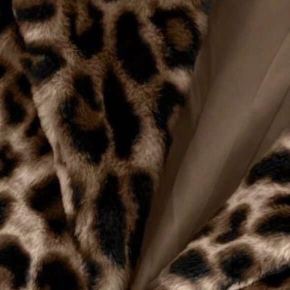 Brown Casual Women's Leopard Print Faux Fur Coat jacket - Picture 11 of 11
